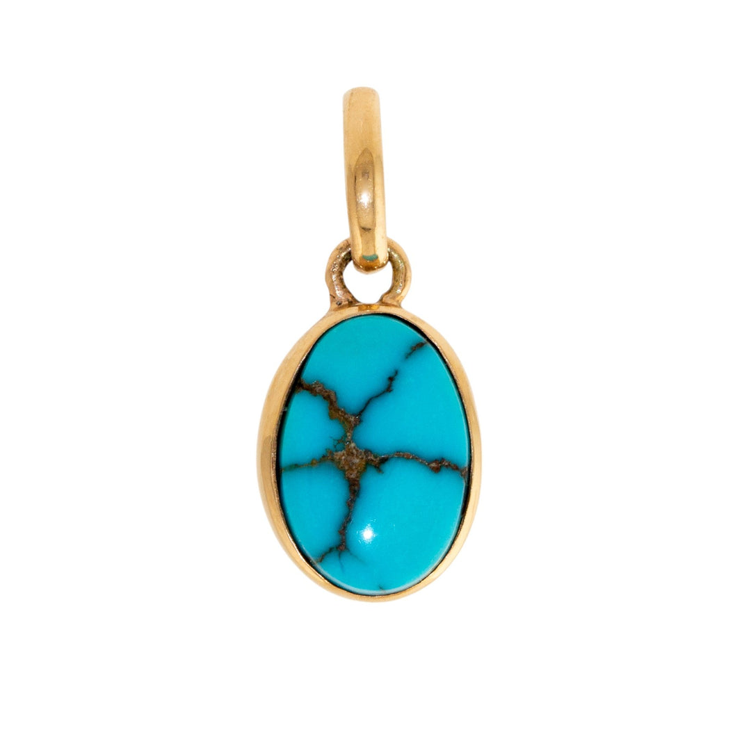 14k Gold x Petite Egyptian Turquoise Oval Pendant - Kingdom Jewelry