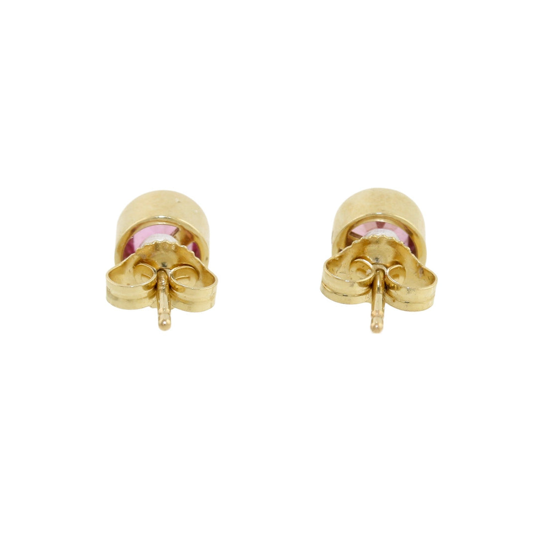 14k Gold x Round Pink Sapphire Studs - Kingdom Jewelry
