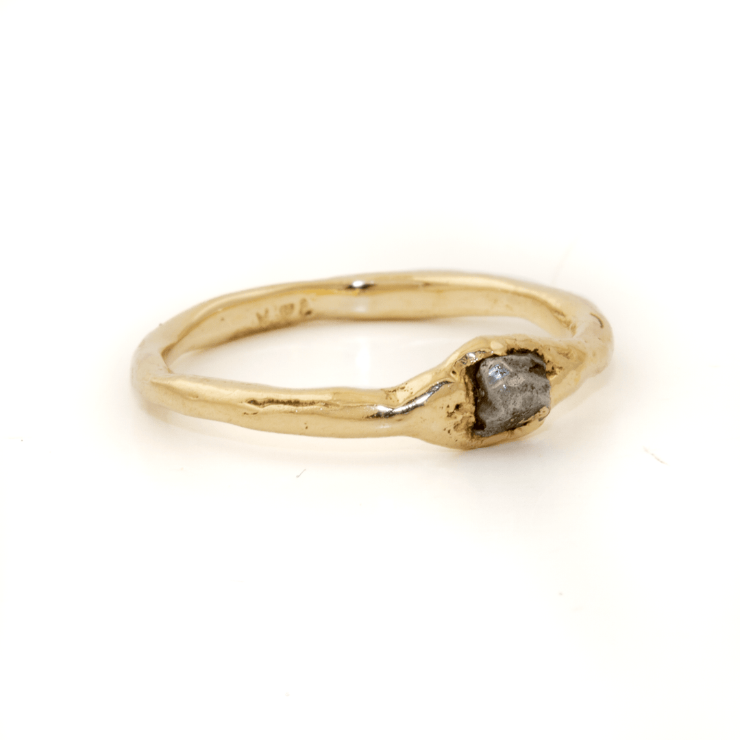 14k Gold x Rustic "Campo Del Cielo" Argentinian Metorite Chip Band - Kingdom Jewelry