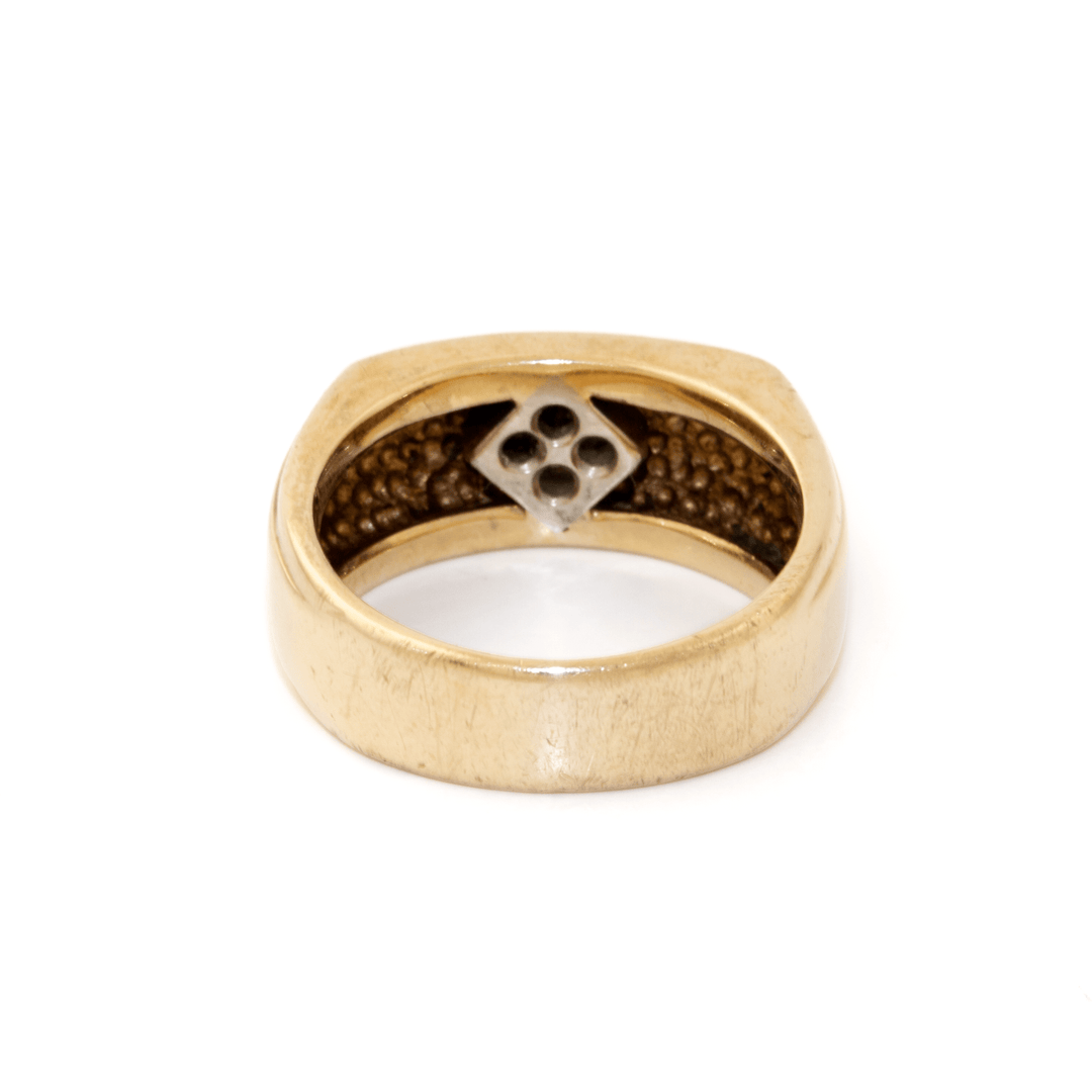 14k Gold x Squared Melee Diamond Solitaire Band - Kingdom Jewelry