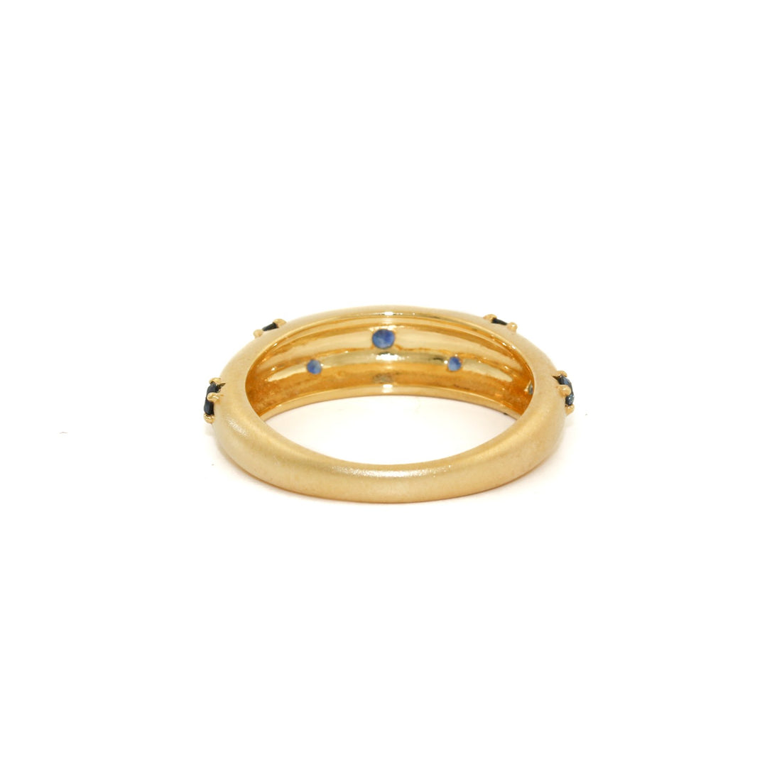 14k Matte Gold x 5mm Blue Sapphire Star Bombe Band - Kingdom Jewelry