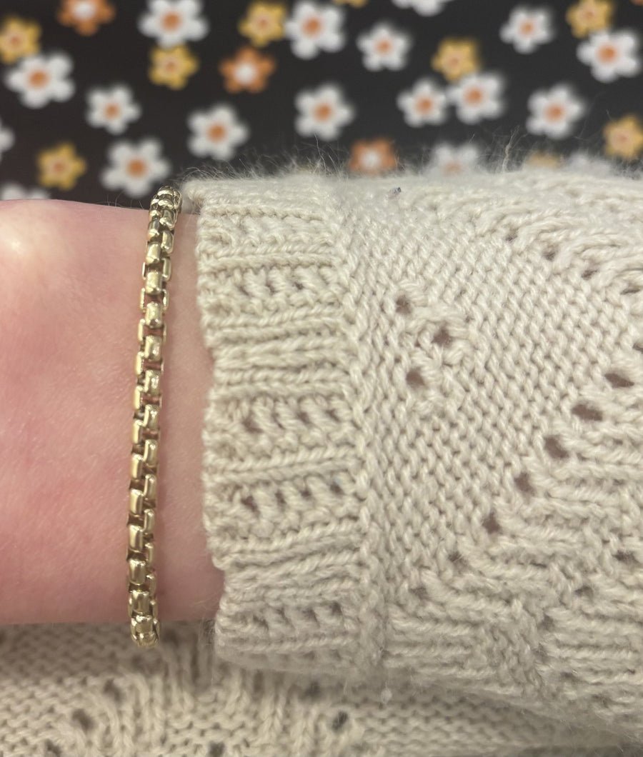 14K Solid Rounded Box Link Bracelet - Kingdom Jewelry