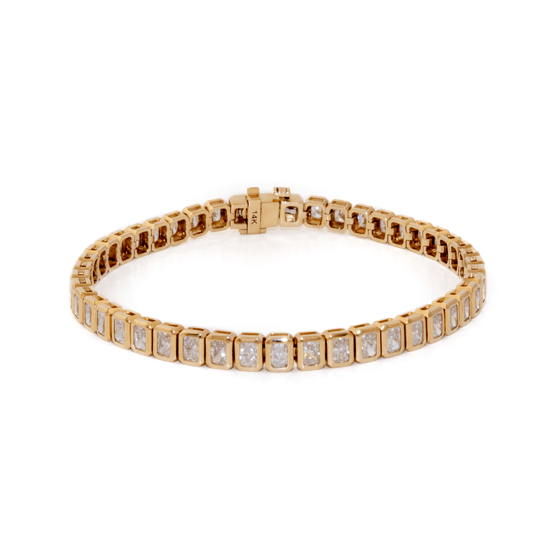 14k x Lab Radiant - Cut Bezel 5.88ctw VVS Tennis Bracelet - Kingdom Jewelry
