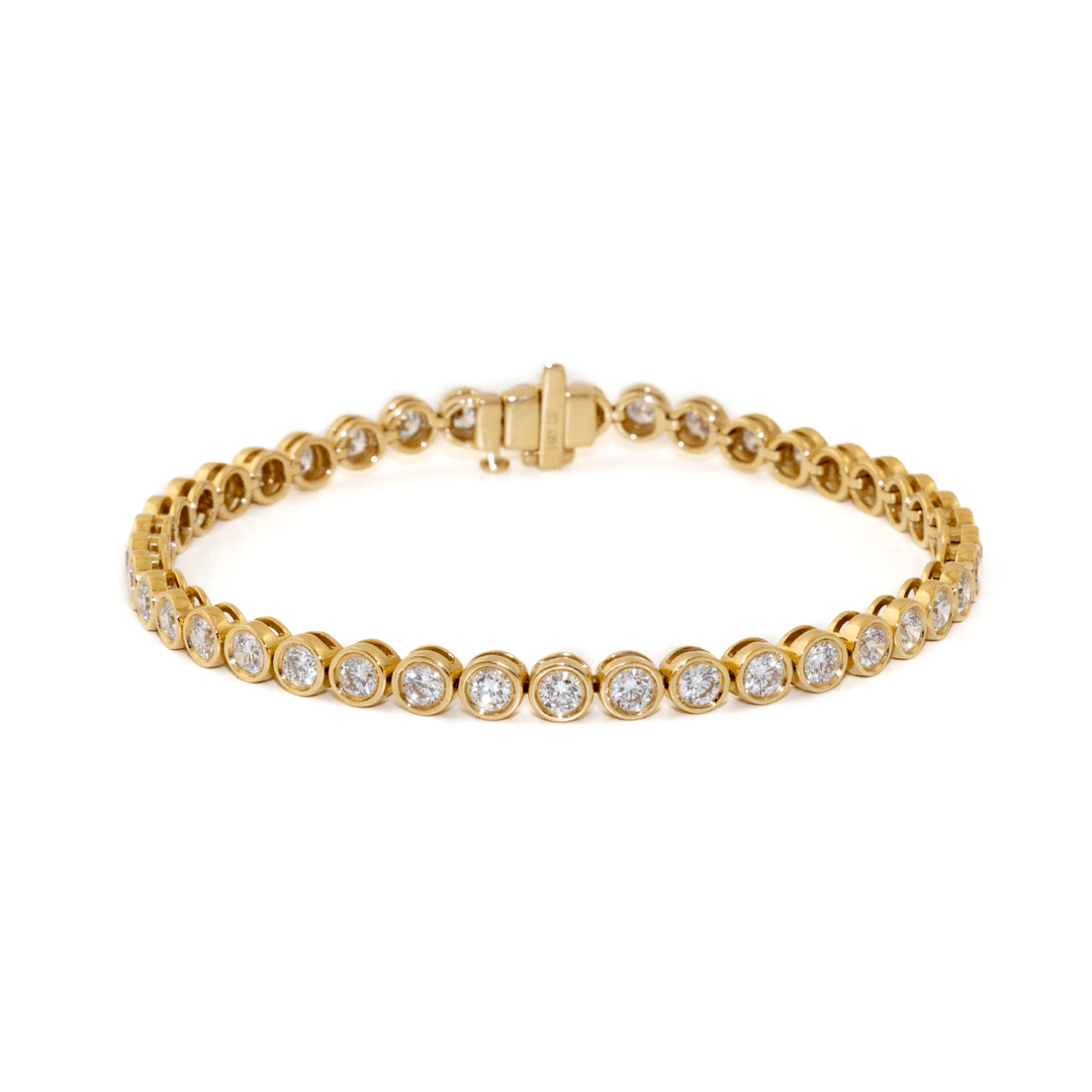 14k x Lab RBC Bezel 4.04ctw VVS D Diamond Tennis Bracelet - Kingdom Jewelry