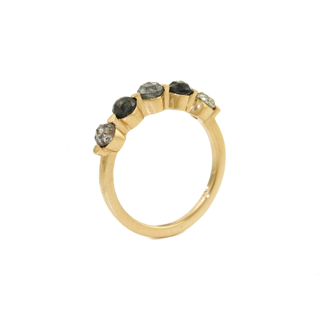 14k x Quintet Salt & Pepper Diamond Band - Kingdom Jewelry