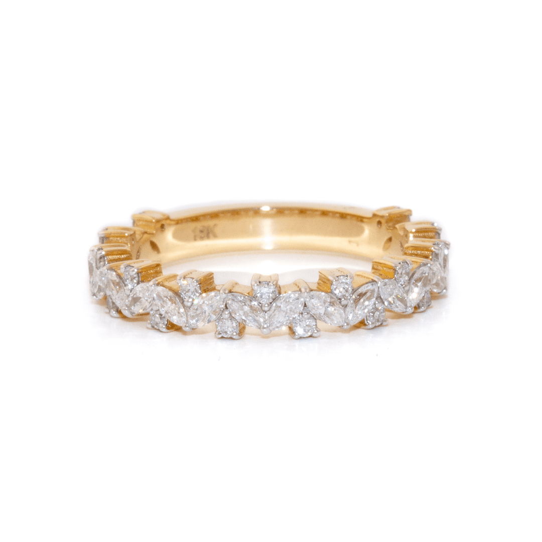 18k Gold x 0.89ct VVS E IGI RBC & Marquise Lab Diamond Band - Kingdom Jewelry