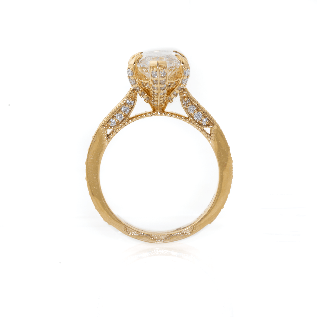 18k Gold x 3.07ct Marquise & Pavé Lab Diamond 'Gilded Legacy' Engagement Ring - Kingdom Jewelry