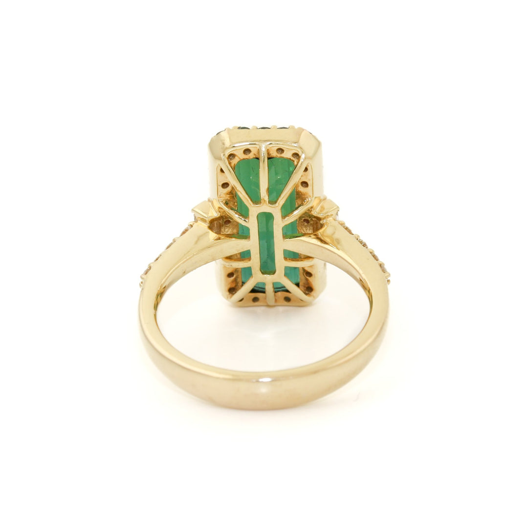 18k Gold x 3.62 ct Green Tourmaline & White and Blue Diamond Ring - Kingdom Jewelry