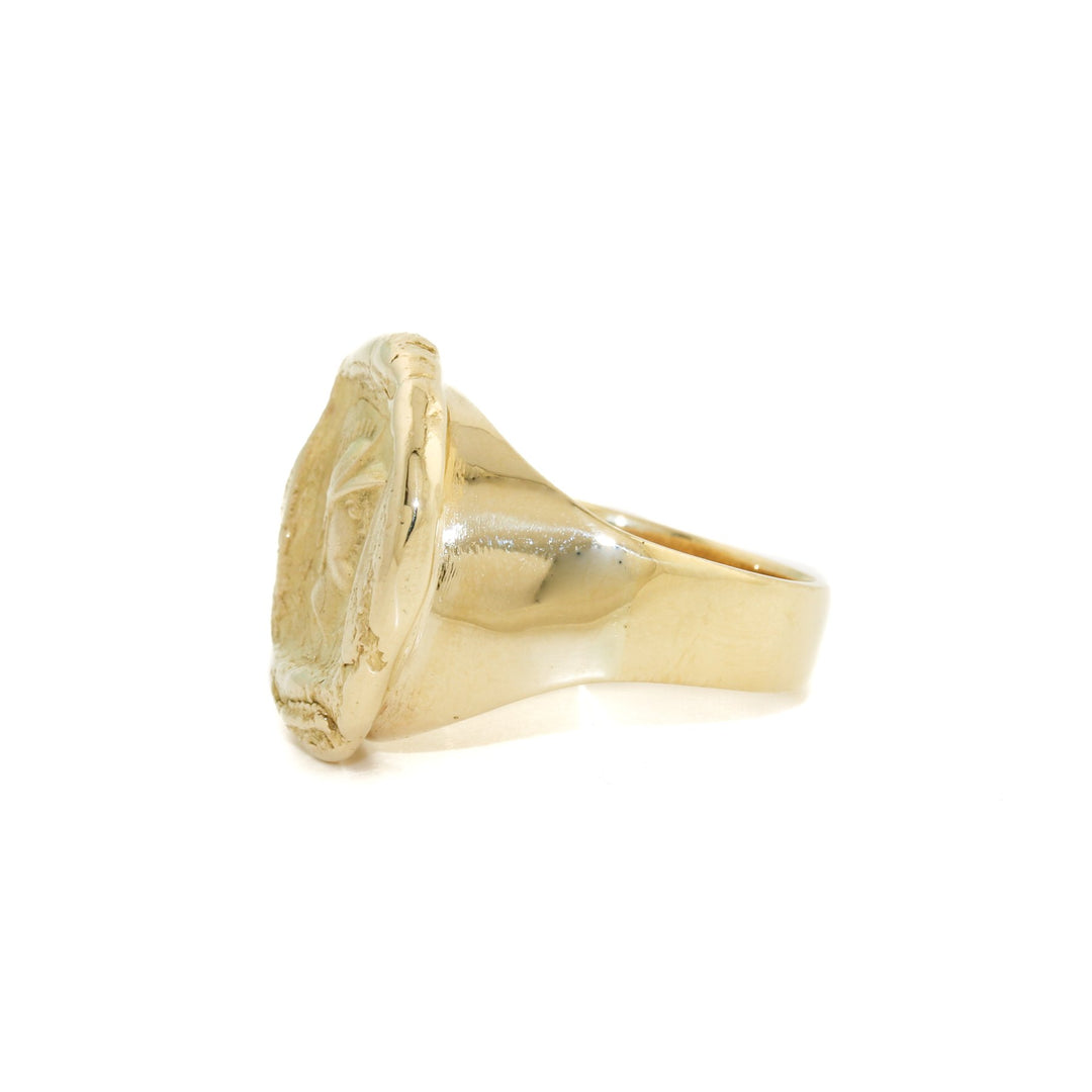 18k Vintage Coin Signet Ring - Kingdom Jewelry