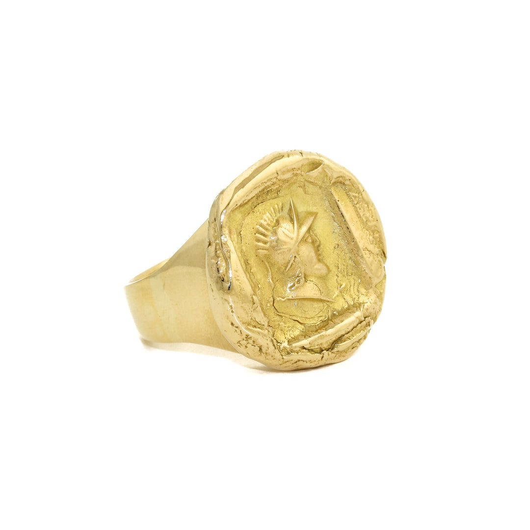 18k Vintage Coin Signet Ring - Kingdom Jewelry