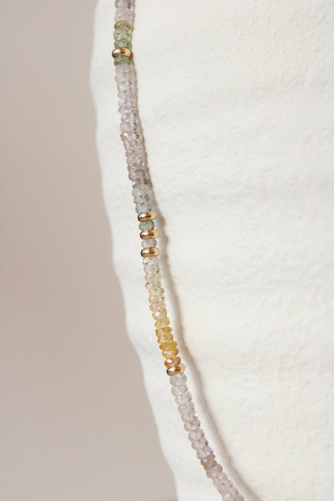 19.5" 'Tulip' Rainbow Sapphire Gem Strand x 14K Gold Beads - Kingdom Jewelry