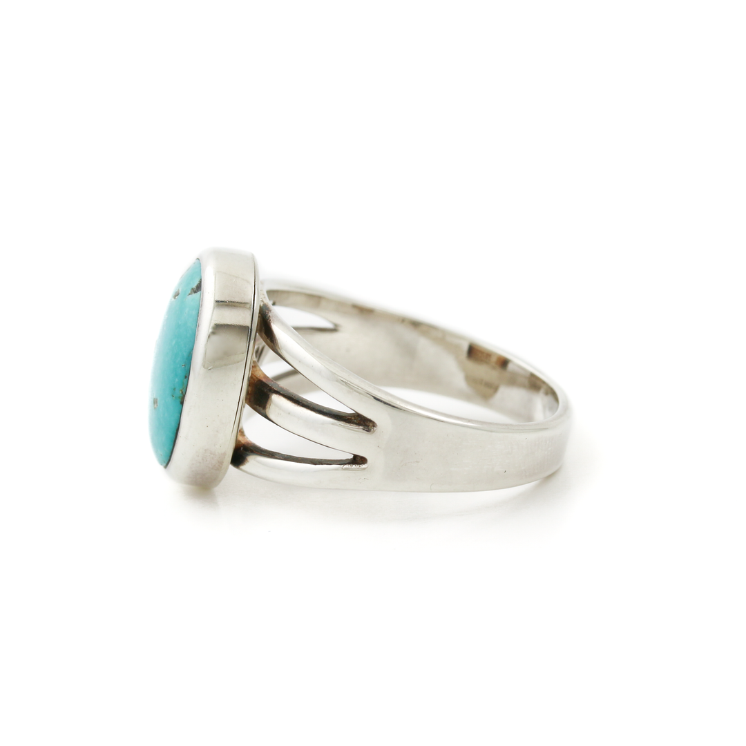 Silver x Split-Shank Royston Turquoise Oval Signet