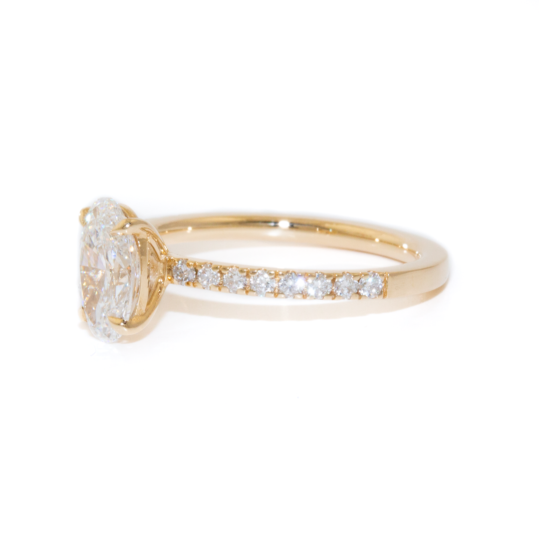 14k Gold x Hidden Halo & Pavé 1.06ct F VVS2 Oval Lab Diamond Solitaire Engagement