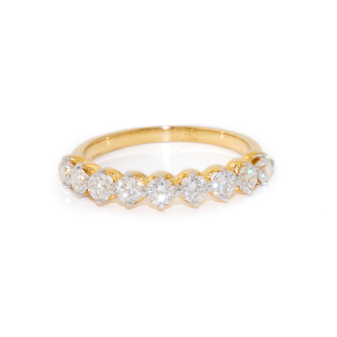 14k Gold x 0.84ct Round LAB E VVS Diamond Half-Eternity Band