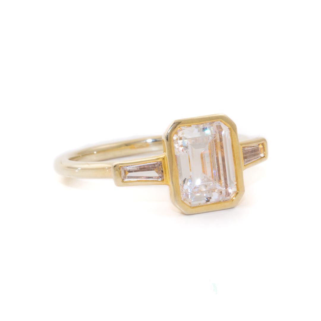 Yellow Gold x Emerald Cut & Side Baguette Diamond Bespoke Set