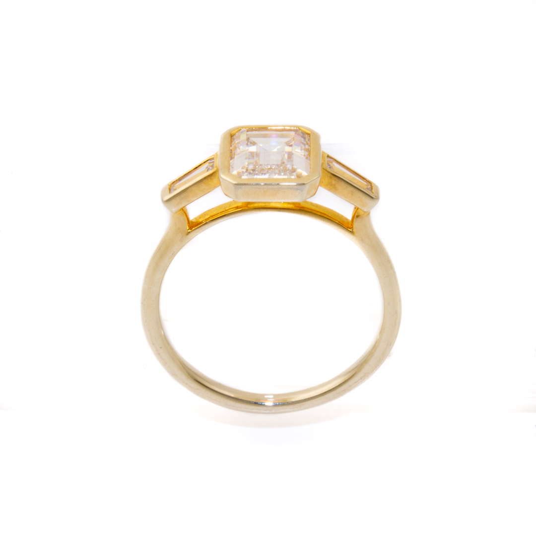 Yellow Gold x Emerald Cut & Side Baguette Diamond Bespoke Set