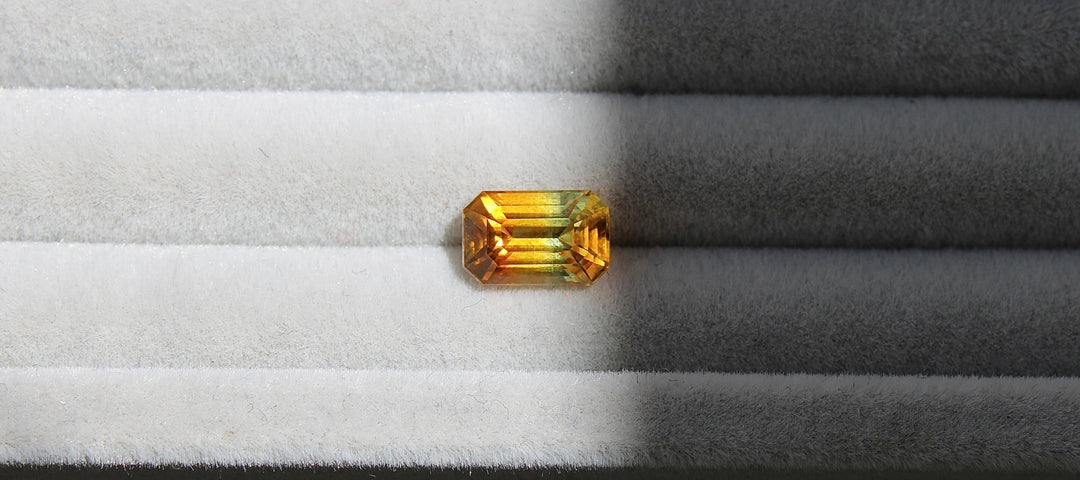 2.06ct Emerald Cut Yellow Parti Sapphire - Kingdom Jewelry