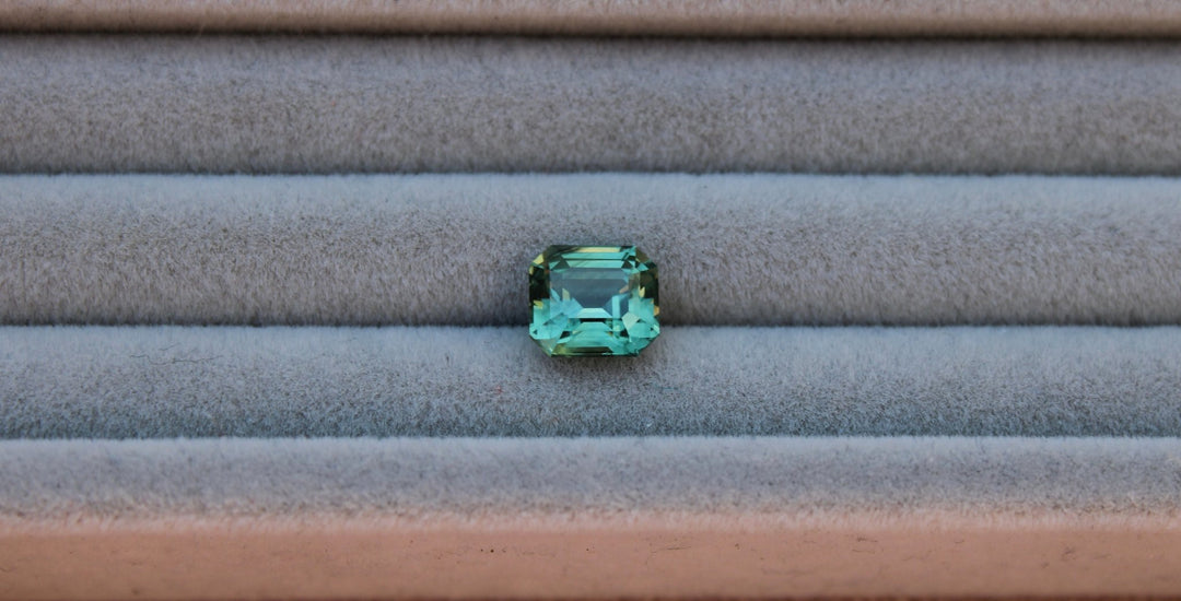 2.10ct Asscher Teal Sapphire - Kingdom Jewelry