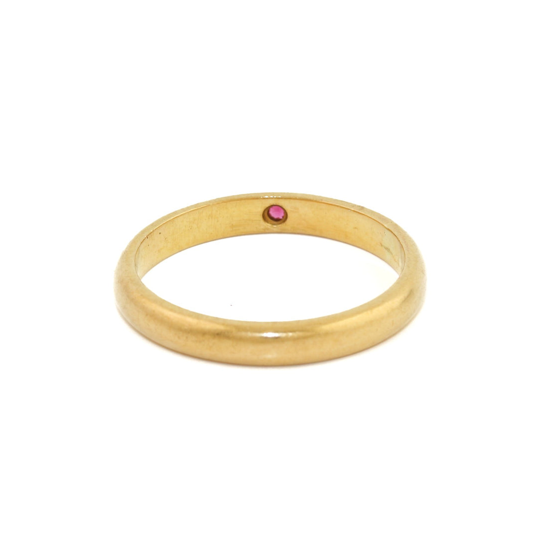 22k Gold x Vintage 4mm Solitaire Rubellite Band - Kingdom Jewelry