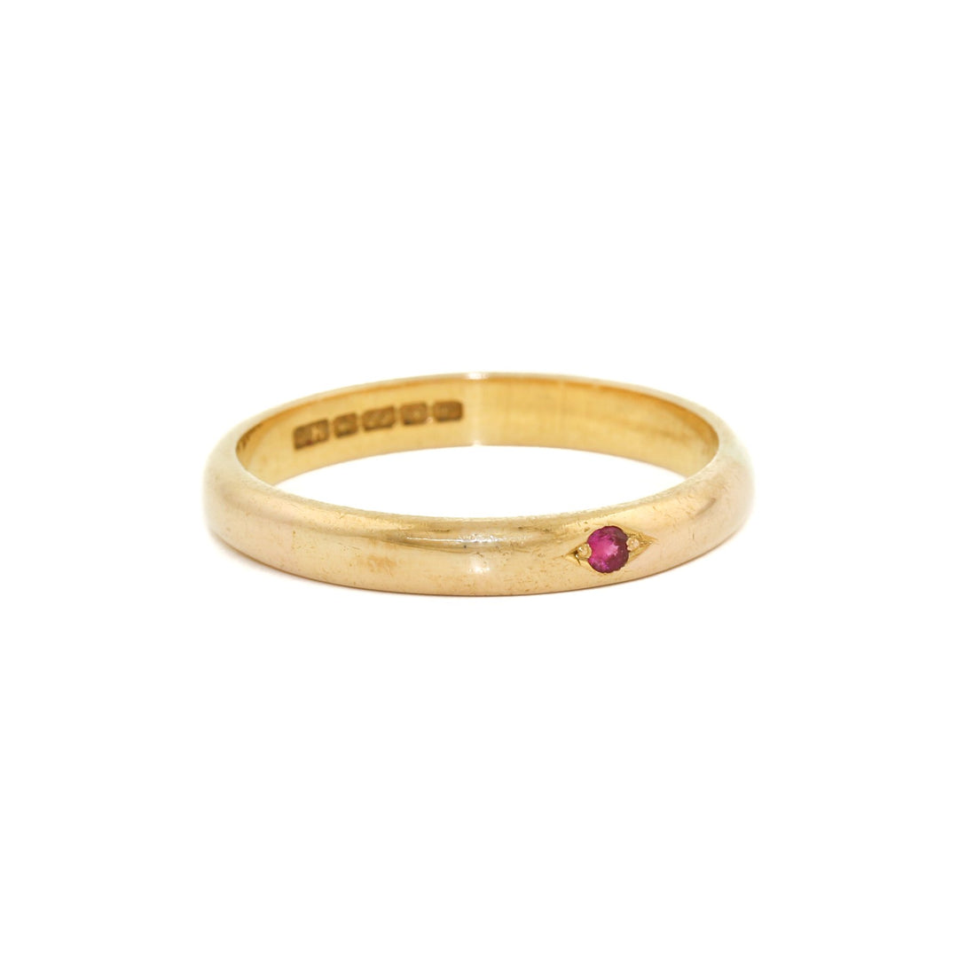 22k Gold x Vintage 4mm Solitaire Rubellite Band - Kingdom Jewelry