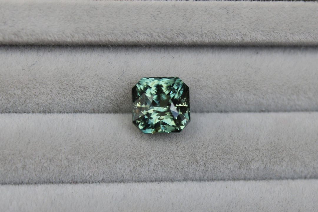 3.40ct Asscher Teal Sapphire - Kingdom Jewelry