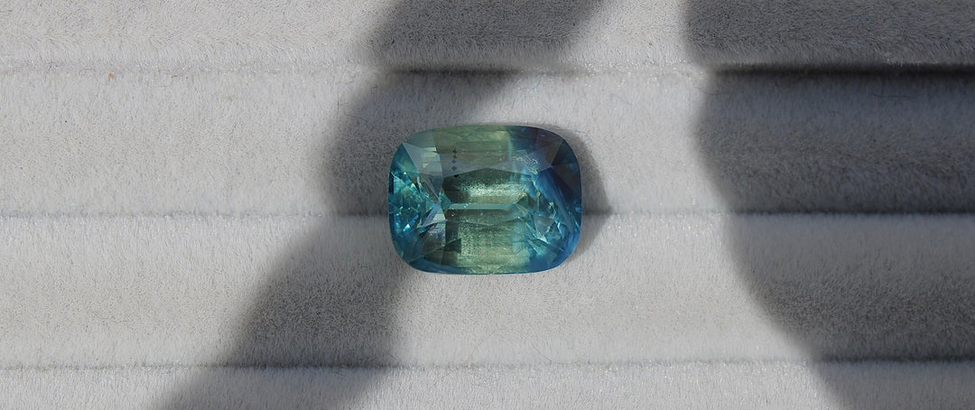 6.11ct Cushion Cut Parti Sapphire - Kingdom Jewelry