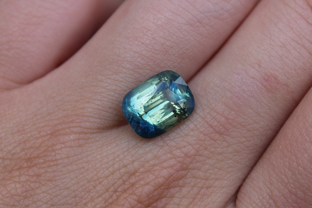 6.11ct Cushion Cut Parti Sapphire - Kingdom Jewelry