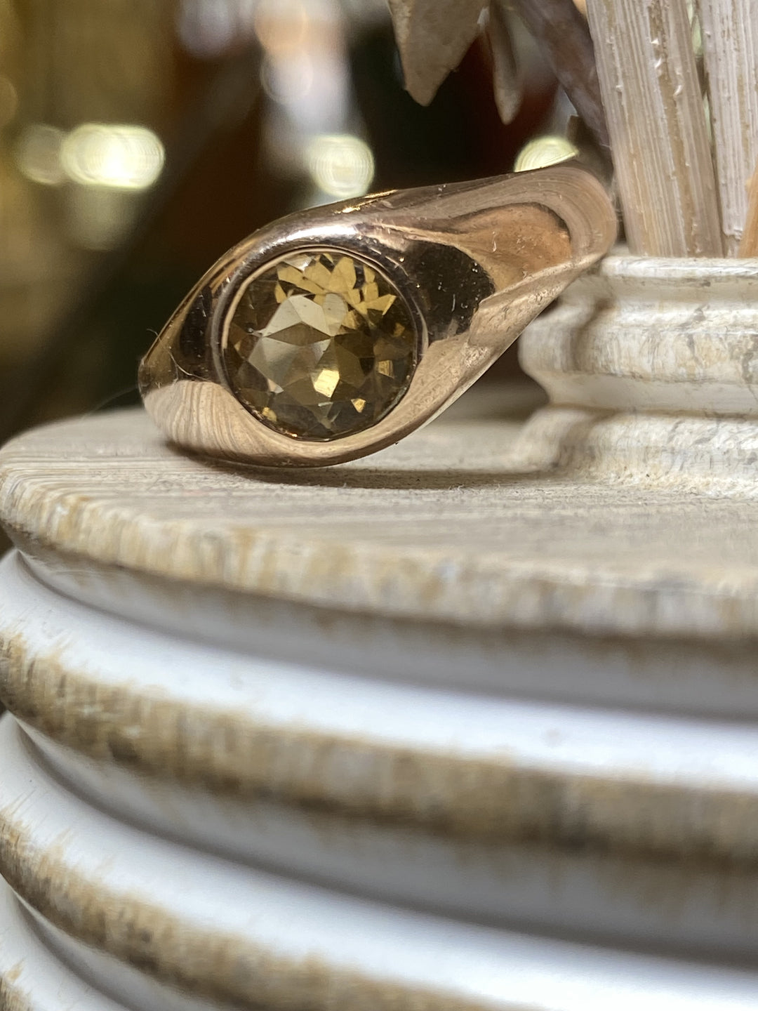 10k Yellow Gold Round Faceted Citrine Vintage Ring