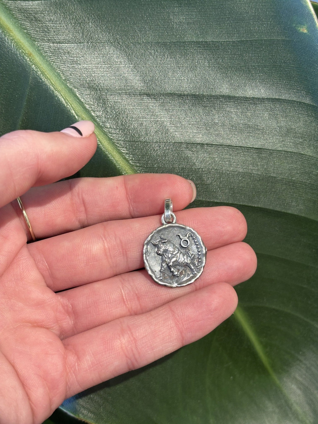 New Old World Zodiac Coin Pendant - Taurus - Kingdom Jewelry