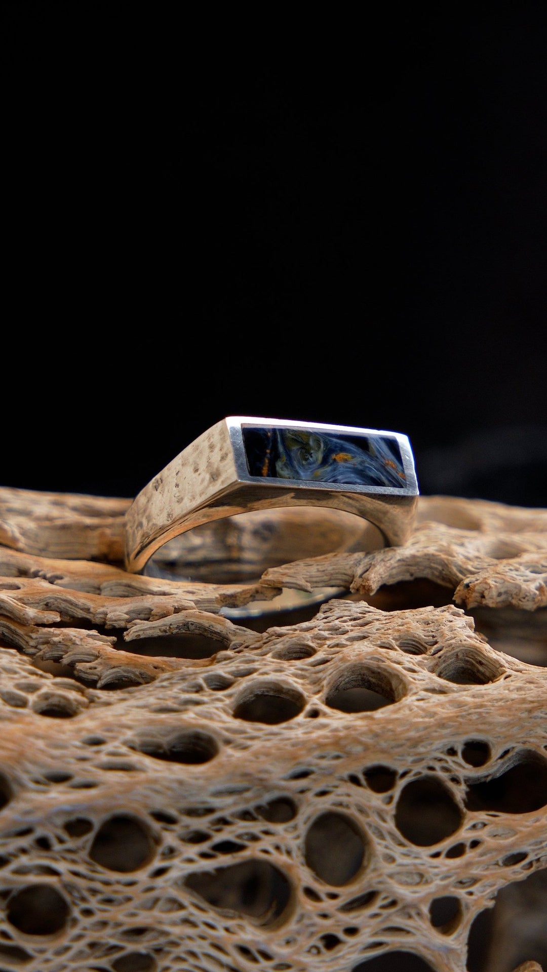 Rectangular Pietersite Silver Inay Ring - Kingdom Jewelry