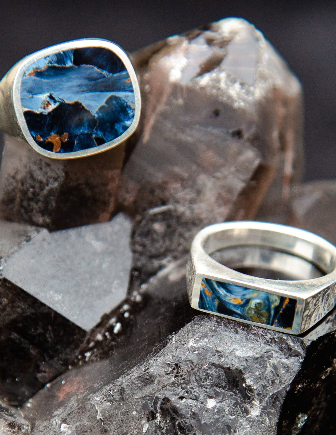Rectangular Pietersite Silver Inay Ring - Kingdom Jewelry