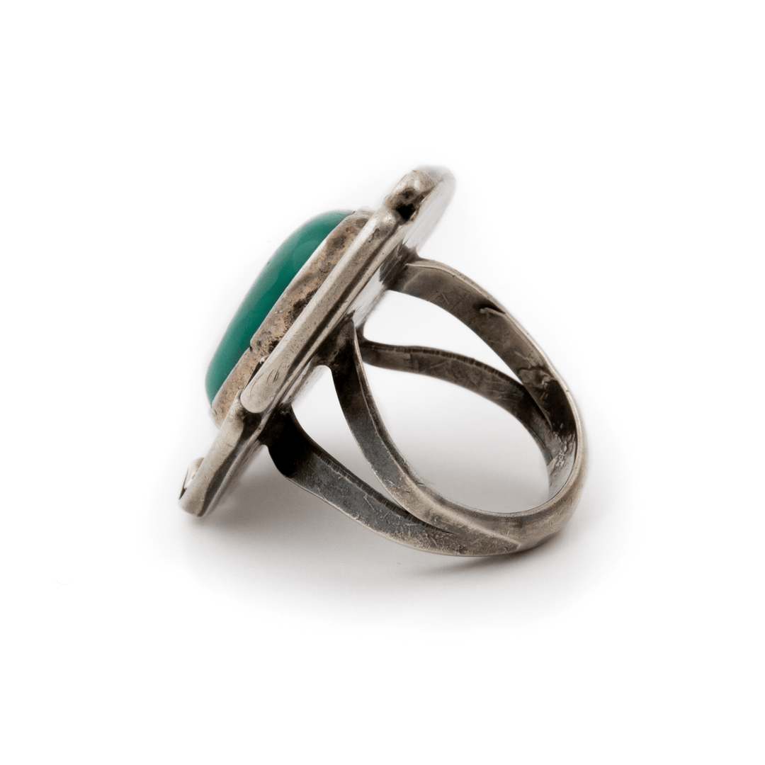 Silver x 1970's Fox Turquoise Navajo Ring - Kingdom Jewelry