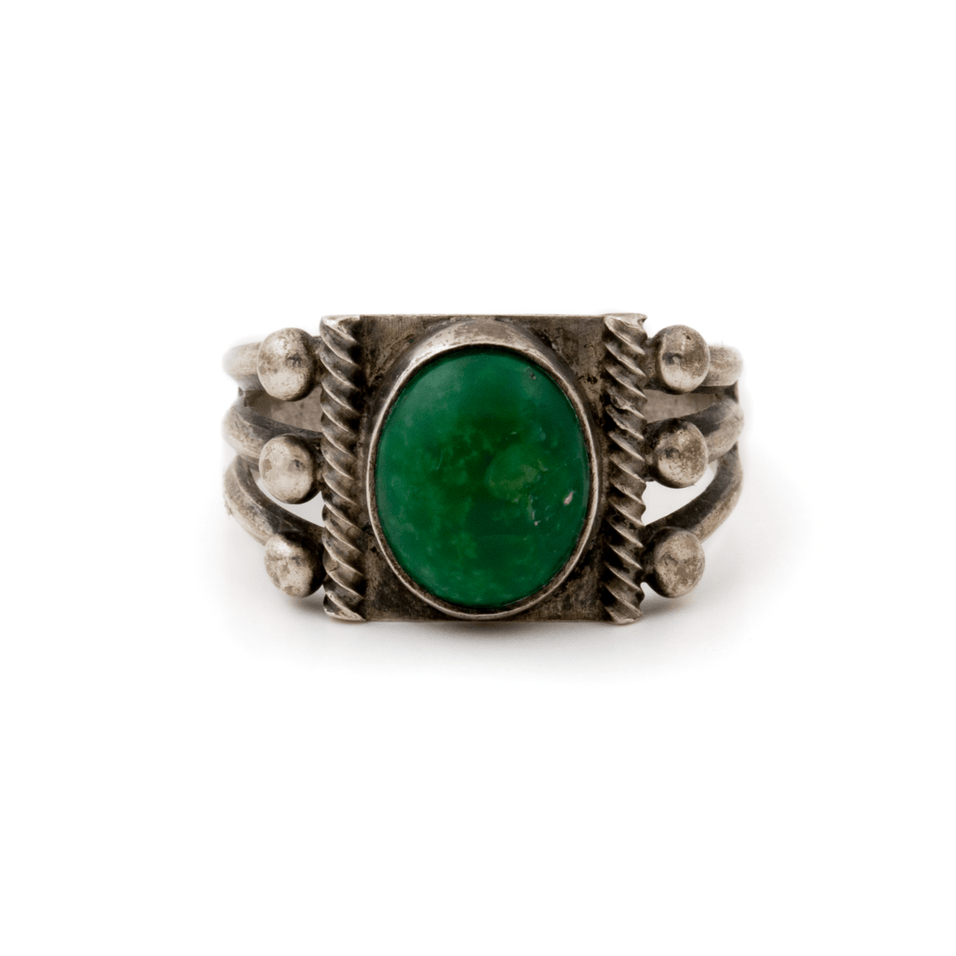Silver x 1970's Triple Split - Shank Cerillios Turquoise Navajo Ring - Kingdom Jewelry