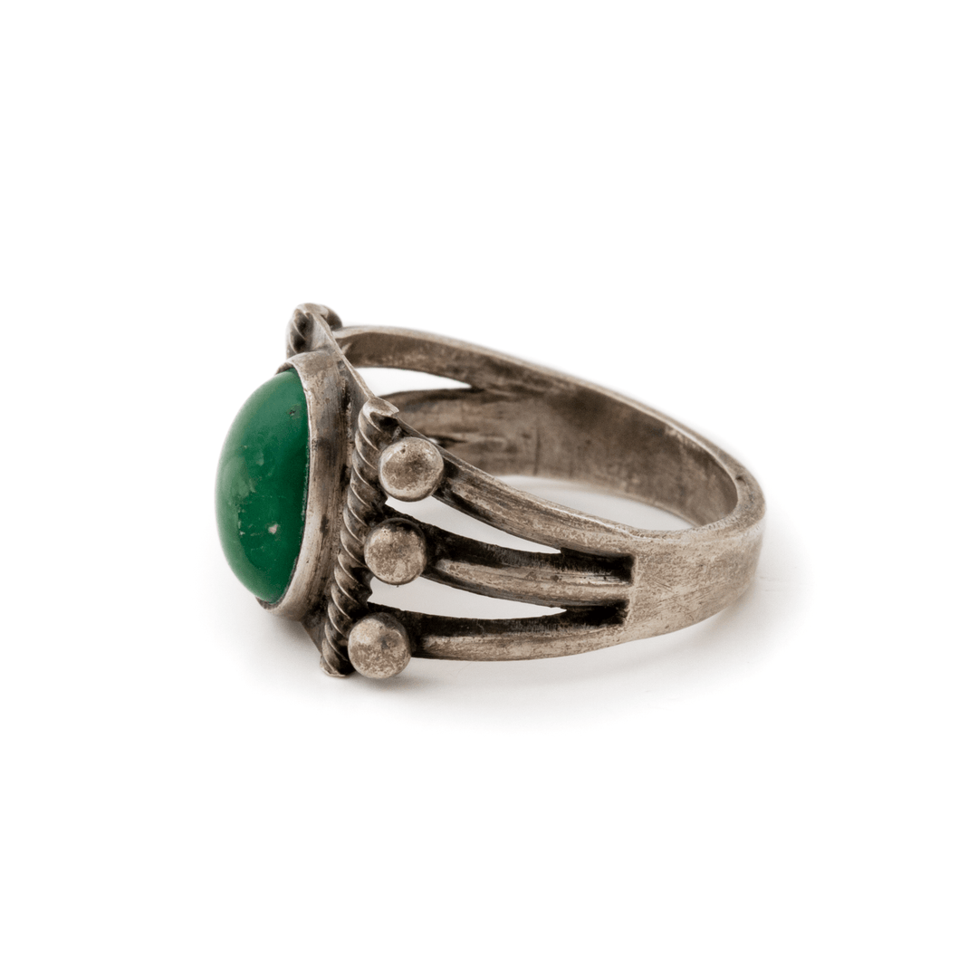 Silver x 1970's Triple Split - Shank Cerillios Turquoise Navajo Ring - Kingdom Jewelry