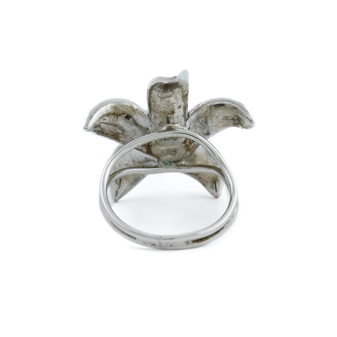 Silver x 8mm White Pearl Jasmine Flower Ring - Kingdom Jewelry