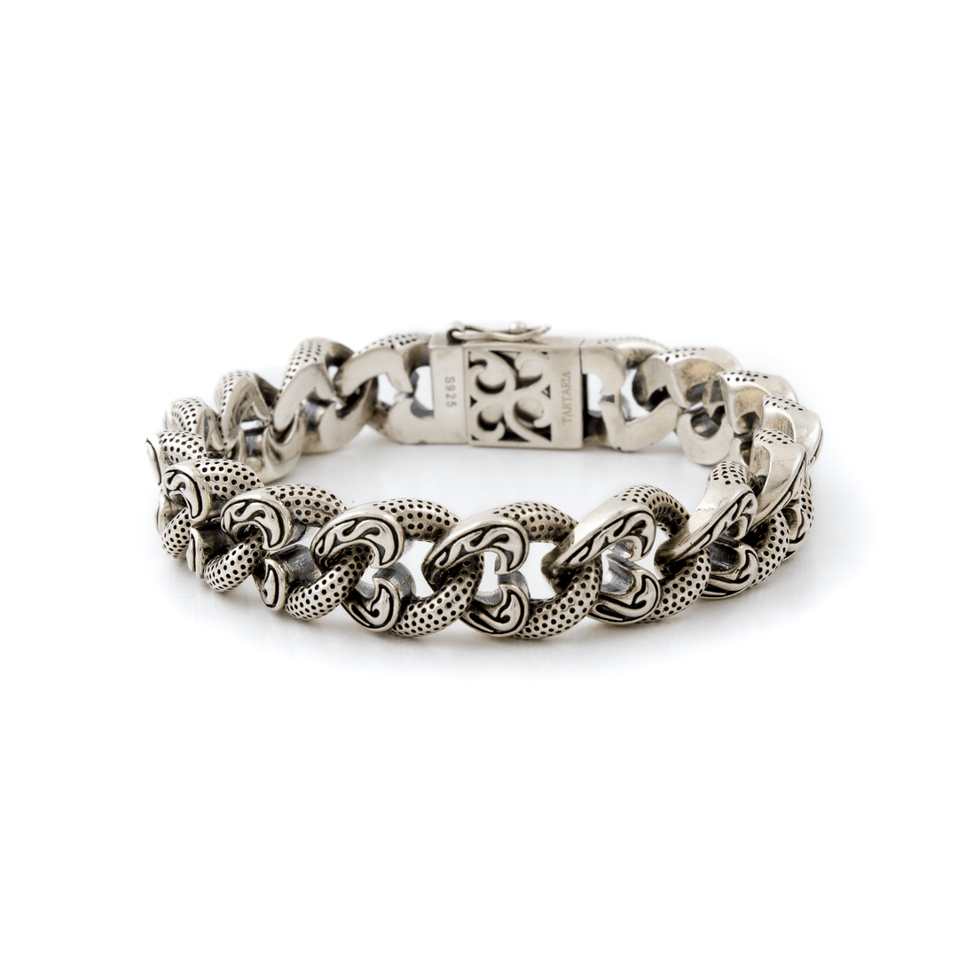 Silver x Heavy Rounded Cuban Link Tribal Bracelet - Kingdom Jewelry