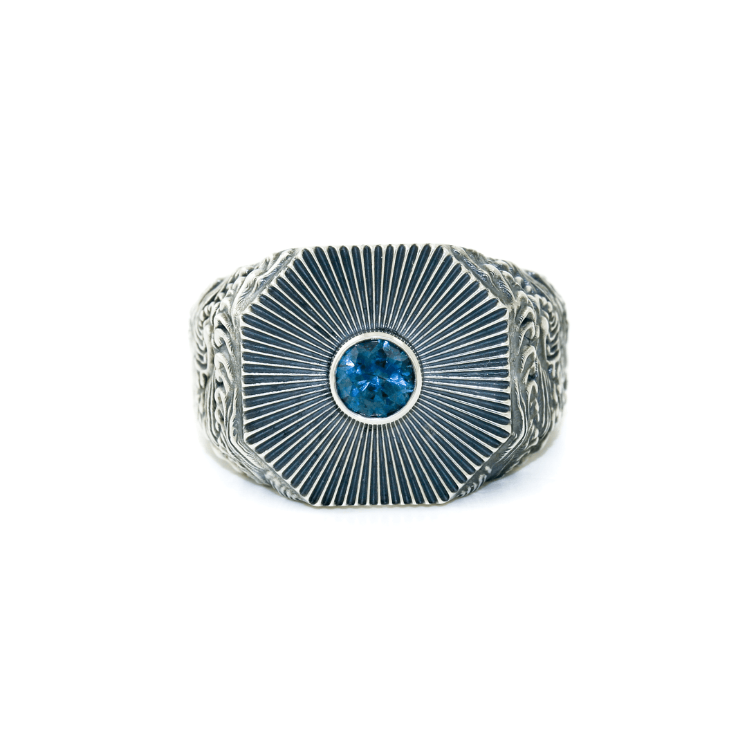 Silver x "Kanagawa" Montana Sapphire Signet - Kingdom Jewelry