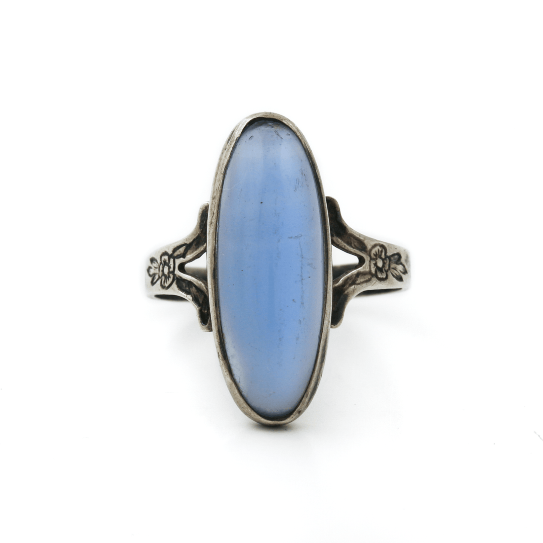 Silver x Long Blue Glass Navajo Ring - Kingdom Jewelry