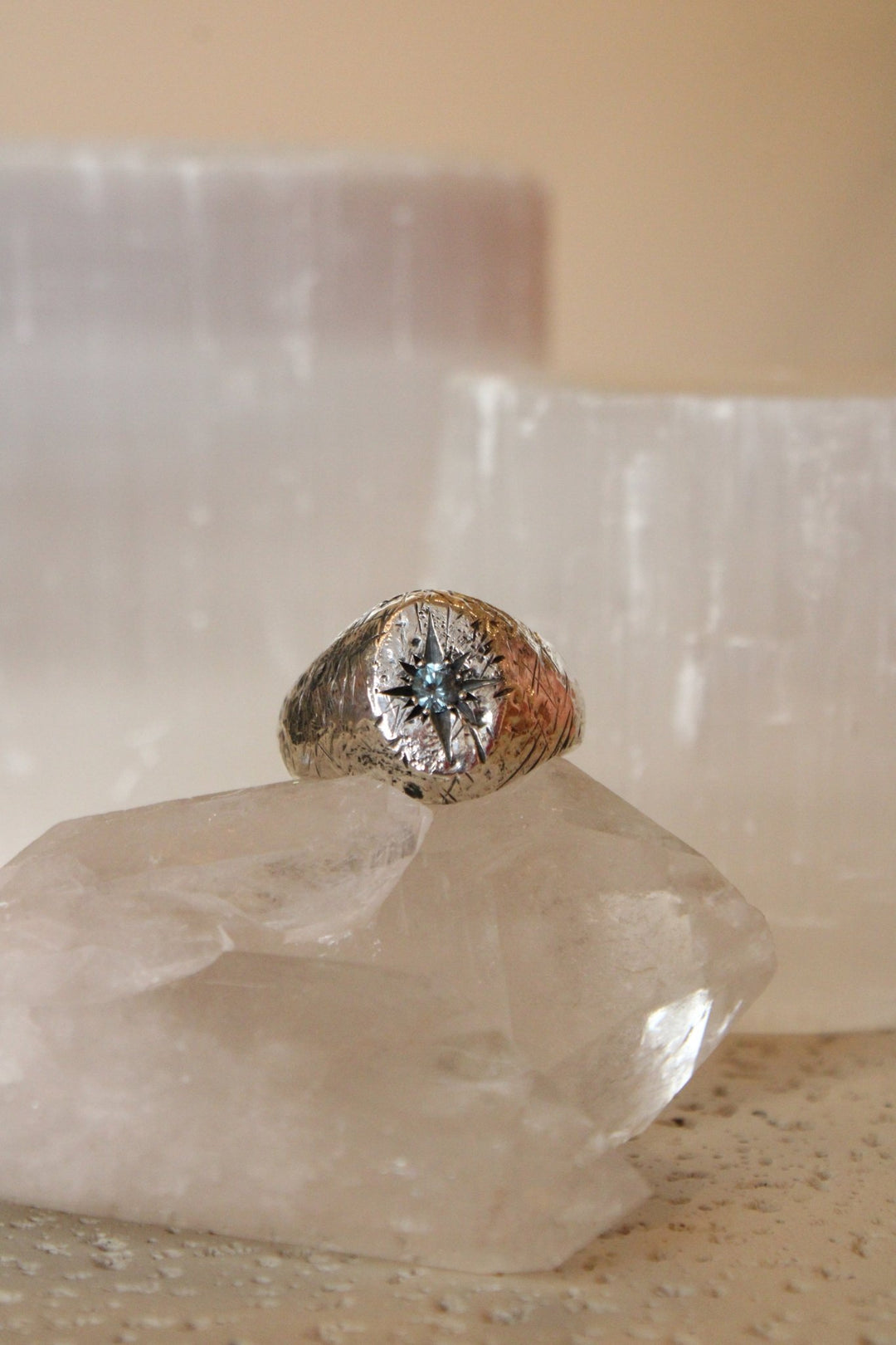 Silver x Montana Sapphire "Aster" Oval Signet - Kingdom Jewelry