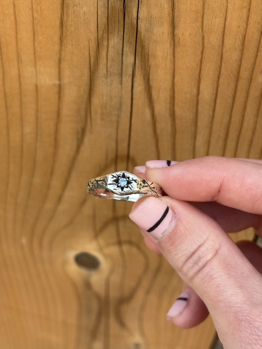 Silver x Montana Sapphire Petite "Aster" Signet Ring - 9.25 - Kingdom Jewelry