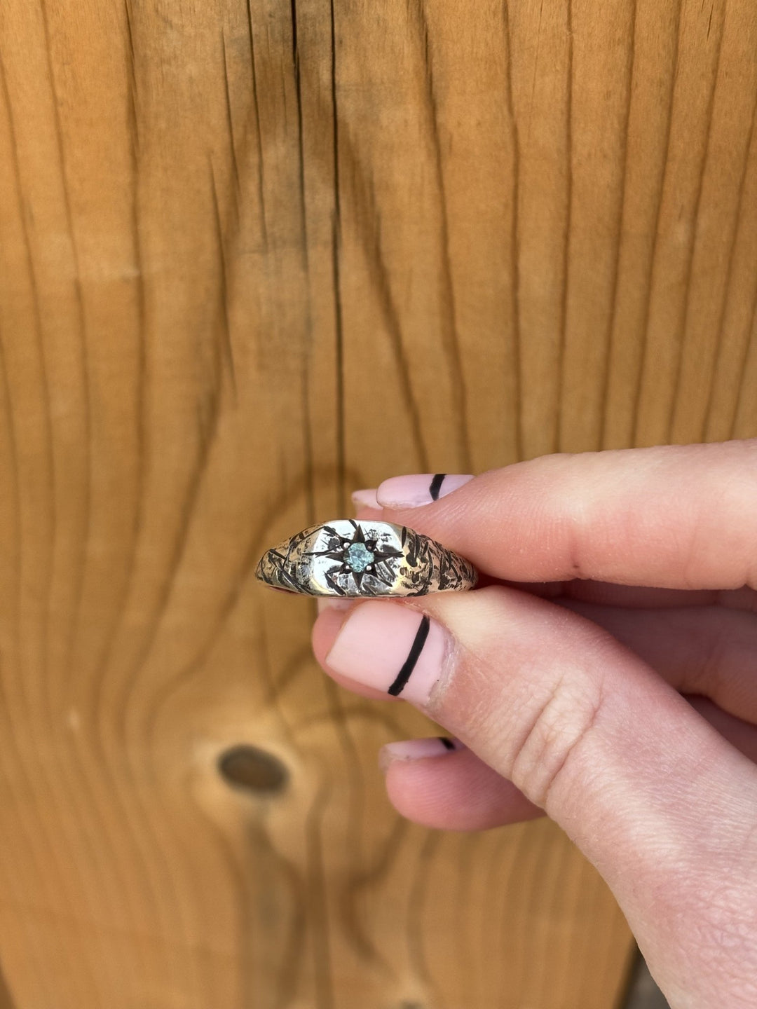Silver x Montana Sapphire Petite "Aster" Signet Ring - 9.5 - Kingdom Jewelry