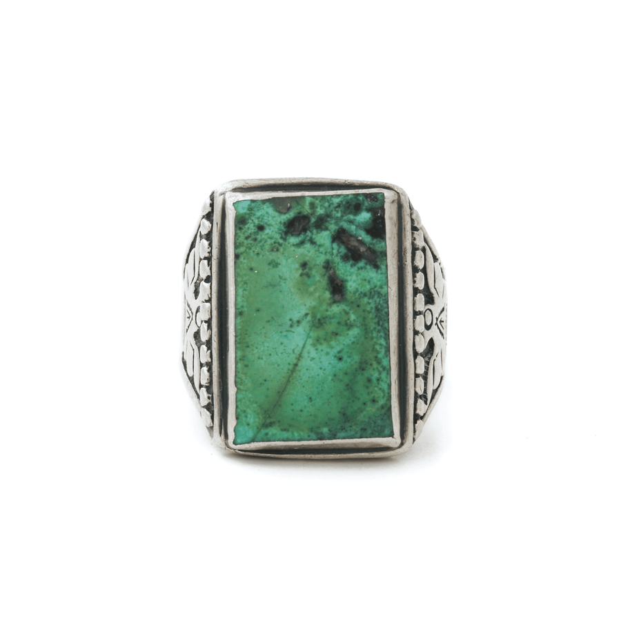 Silver x Vintage 1950's Thunderbird Mcginnis Turquoise Ring - Kingdom Jewelry