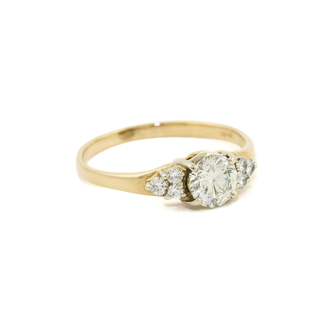 Vintage 14k x Round - Cut Diamond Engagement Ring - Kingdom Jewelry
