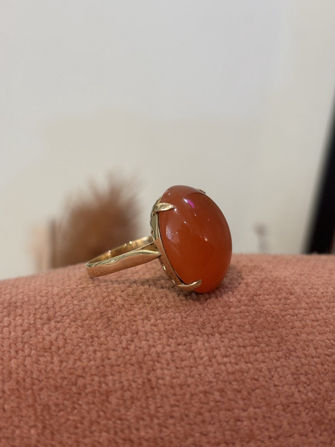 Vintage 14k Yellow Gold Carnelian Cocktail Ring - Kingdom Jewelry
