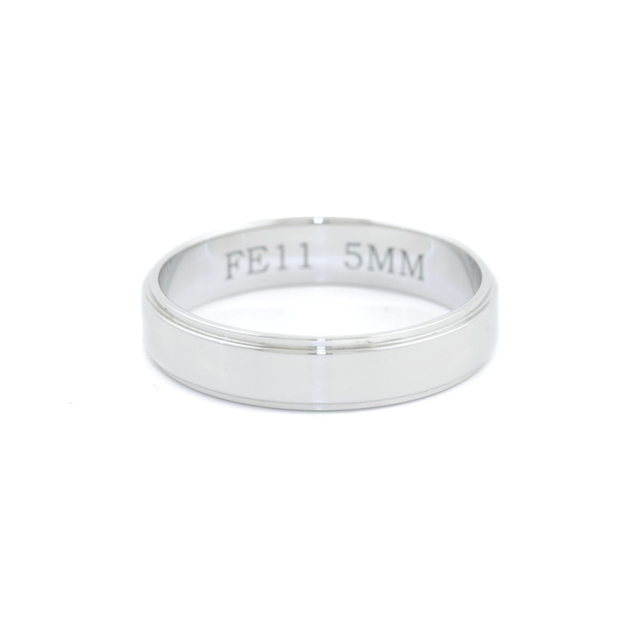 White Gold x 5mm Flat - Edge Pipe Band - Kingdom Jewelry