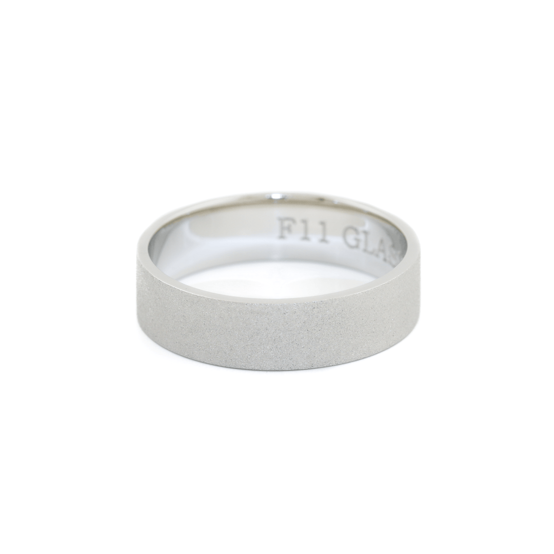 White Gold x 5mm Glass - Blast Flat Pipe Band - Kingdom Jewelry