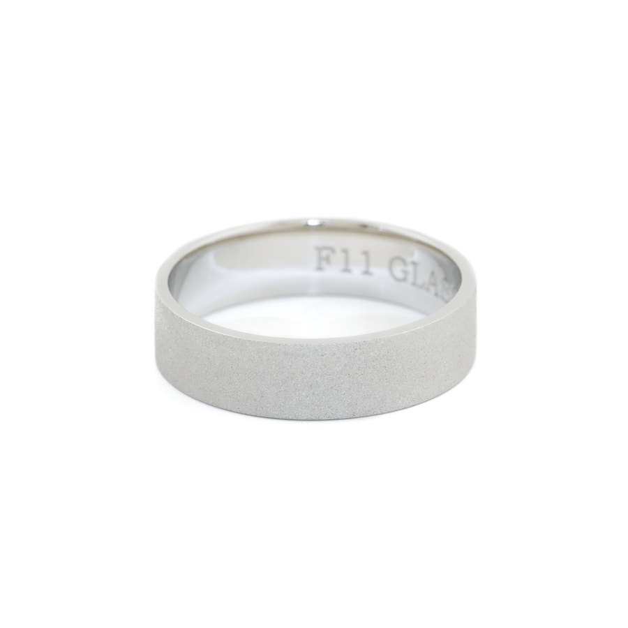 White Gold x 5mm Glass - Blast Flat Pipe Band - Kingdom Jewelry