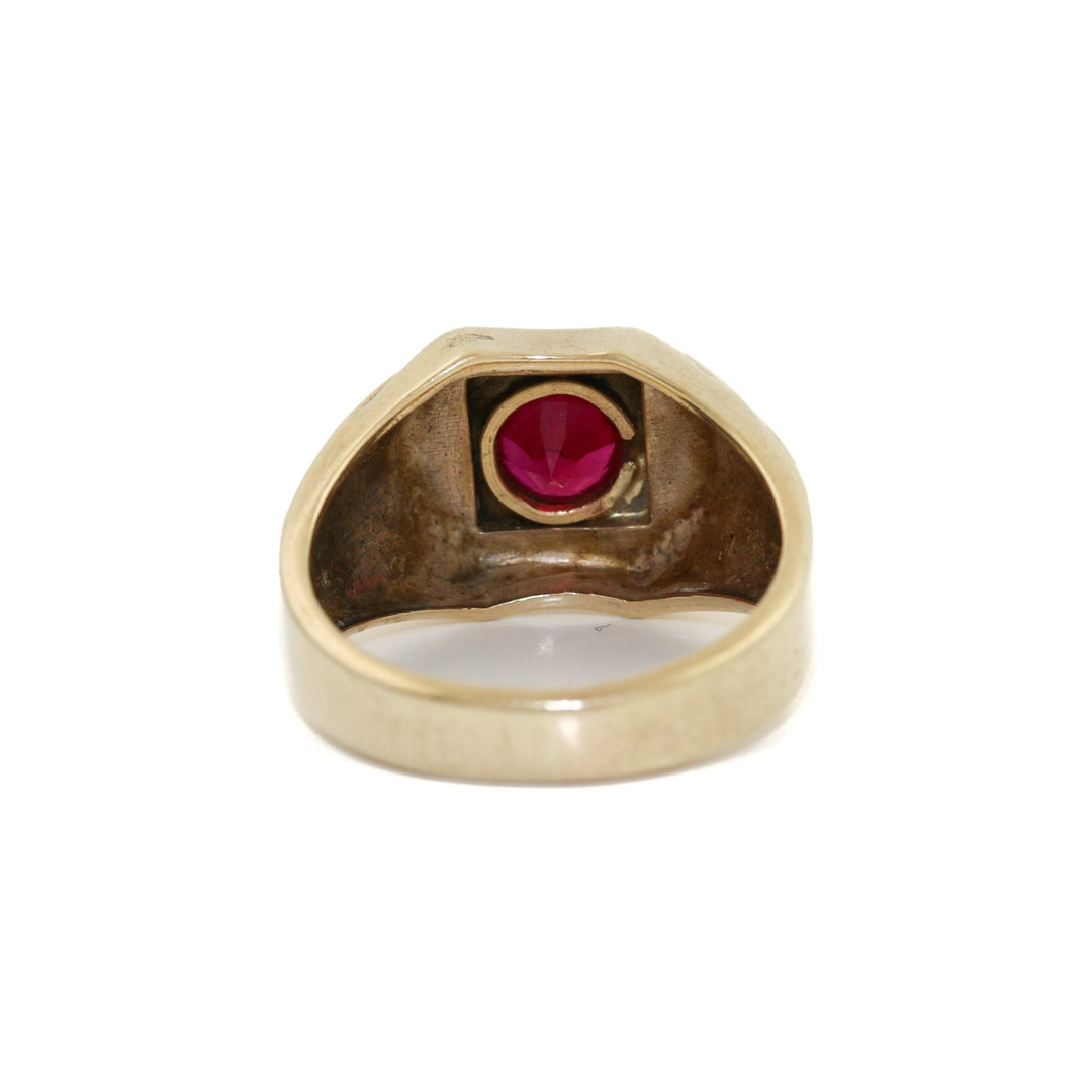 10k Gold x Rubilite Art-Deco Signet - Kingdom Jewelry
