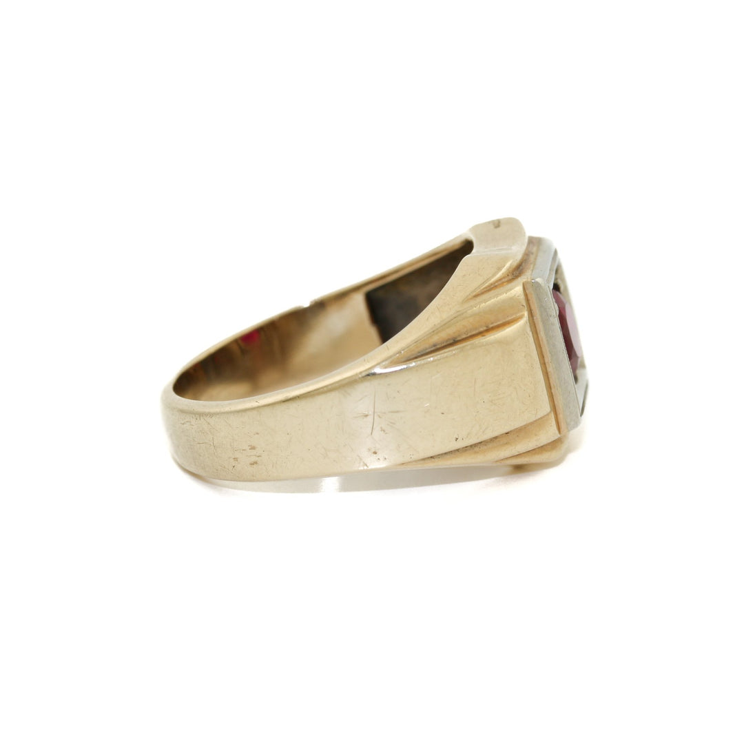 10k Gold x Rubilite Art-Deco Signet - Kingdom Jewelry