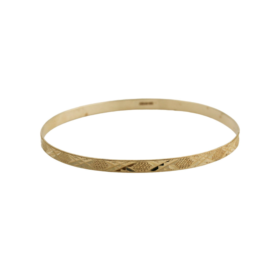 10k Textured Vintage Gold Bangle - Kingdom Jewelry